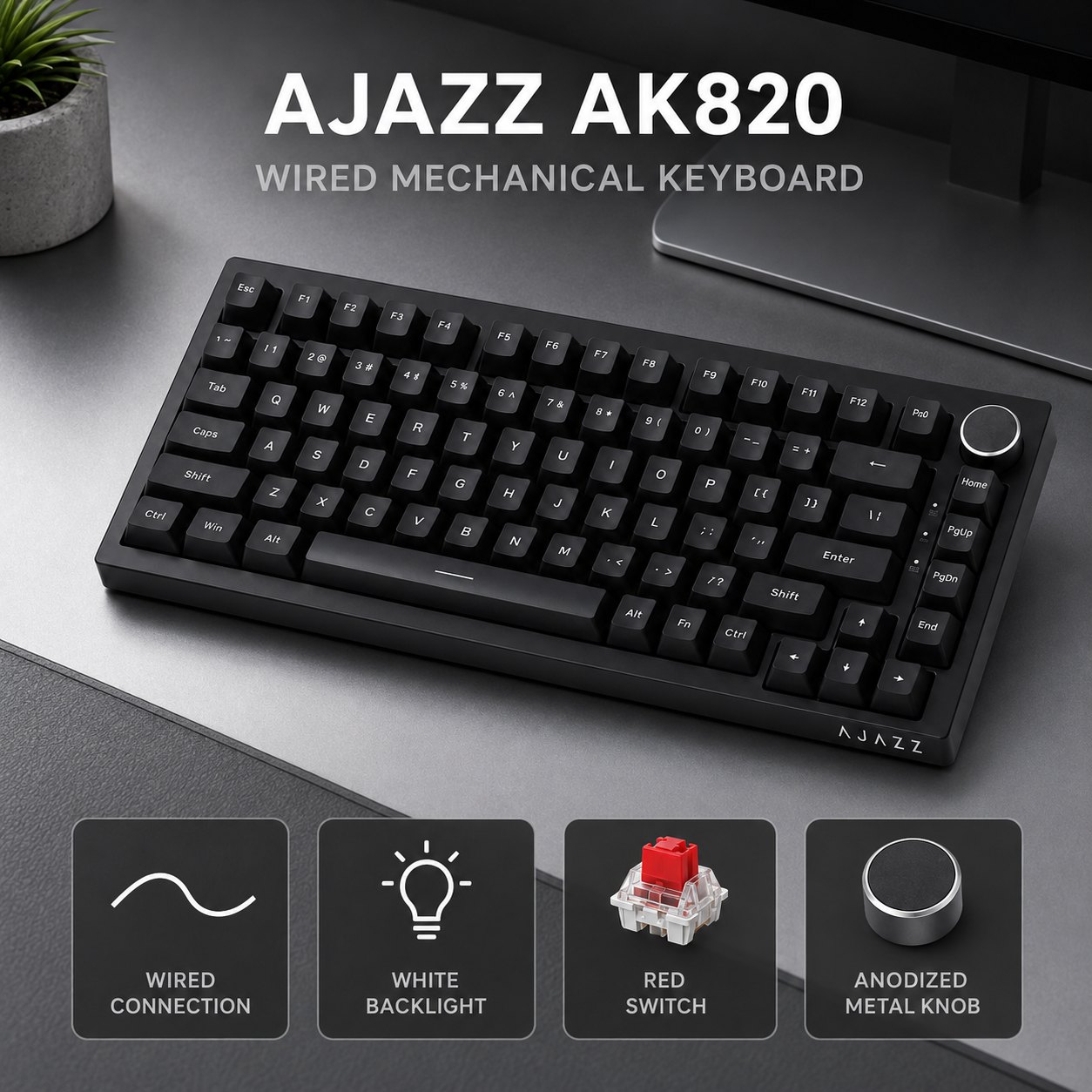 Gaming Keyboard Thocky - AJAZZ AK820 and AK820PRO Mechanical Gaming