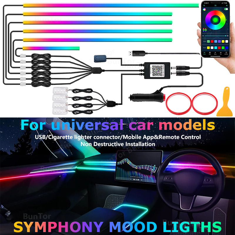 Rgb Underglow Strip - Car Ambient Light/64 Colors Acrylic LED