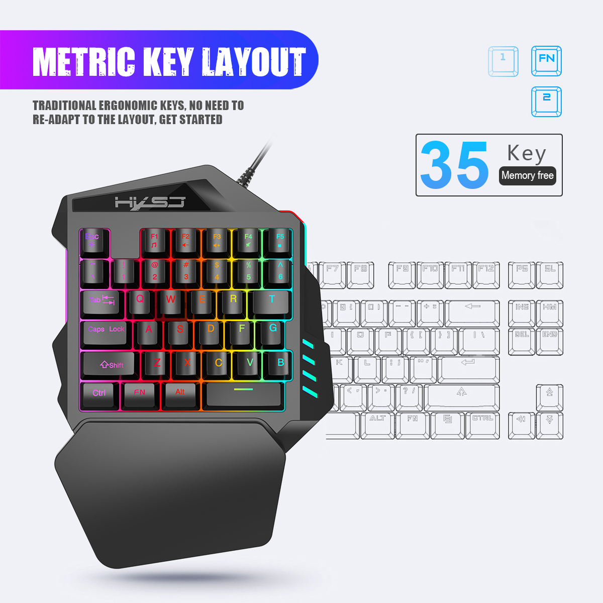 HXSJ V100 V100-2 35 Key Gaming - Gaming Keyboard Half 评论和价格