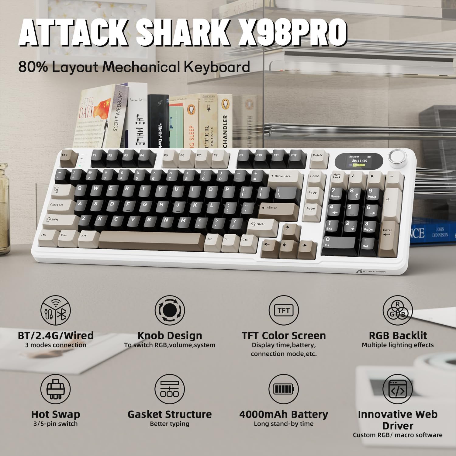 ATTACK SHARK X98Pro Wireless M - Gaming Keyboard Thocky 评论和价格