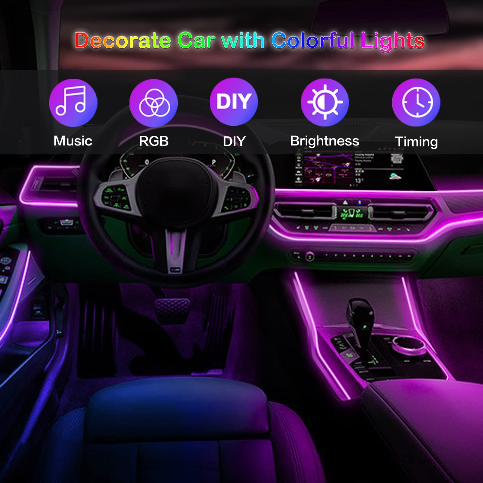 LED Car Interior Ambient Strip - Rgb Underglow Strip 评论和价格