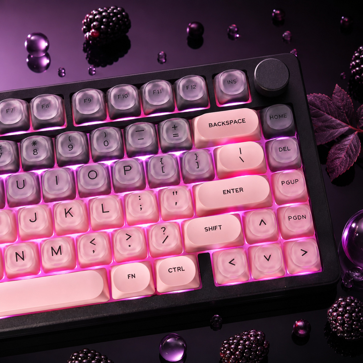 Black Pink Gradient Crystal Ke - Keyboard Gaming Black 评论和价格