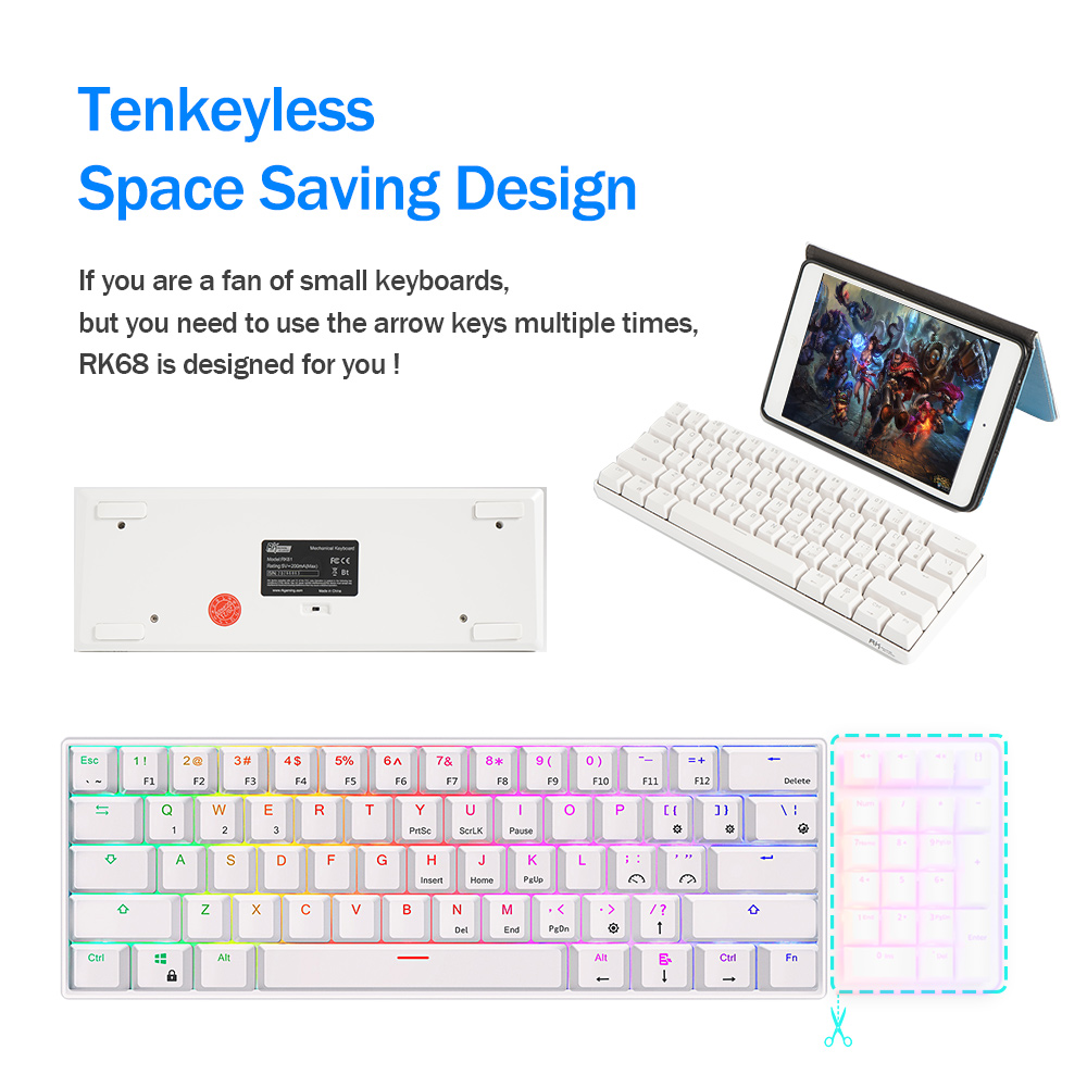 RK Royal Kludge RK61 2.4G Wire - Gaming Keyboard Thocky 评论和价格