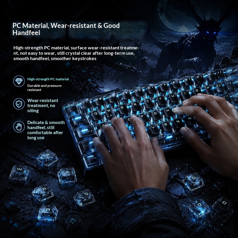 Transparent Backlit Keycaps OE - Keyboard Gaming Black 评论和价格