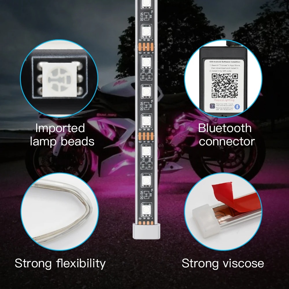 Motorcycle LED Decorative ligh - Rgb Underglow Strip 评论和价格