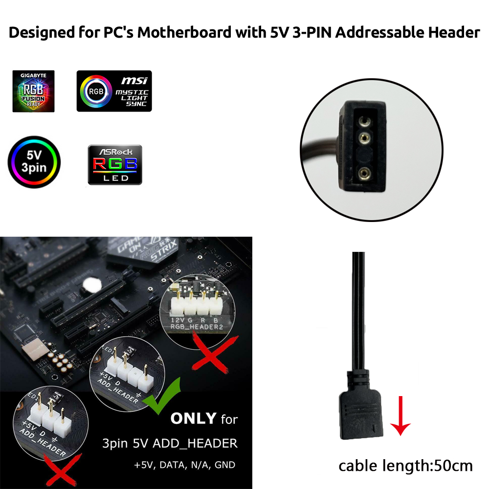 5V ARGB 3Pin Header for Asus A - Rgb Underglow Strip 评论和价格