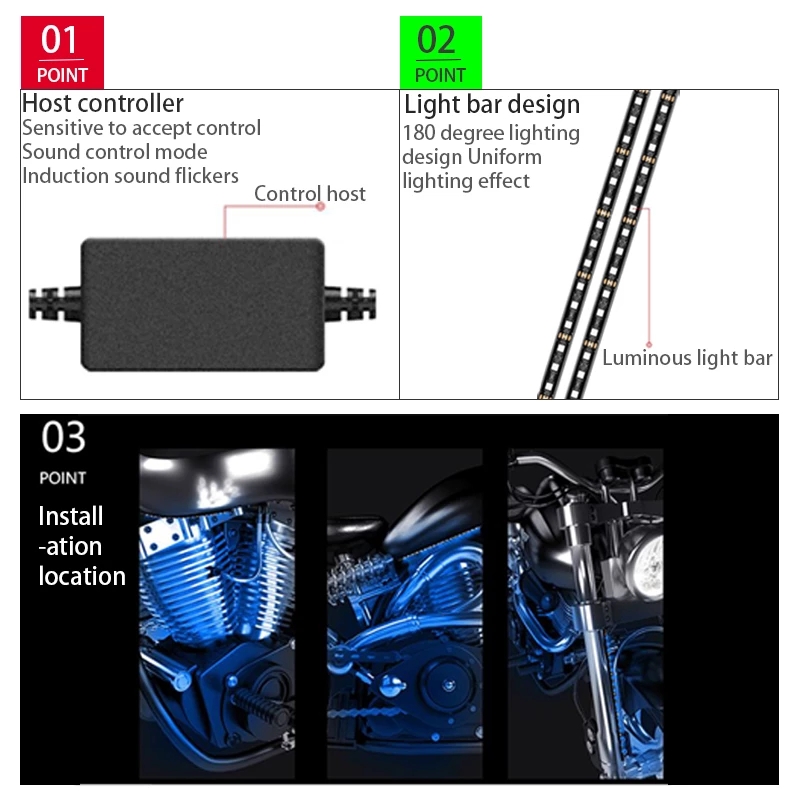 LED Motorcycle Decorative Ambi - Rgb Underglow Strip 评论和价格